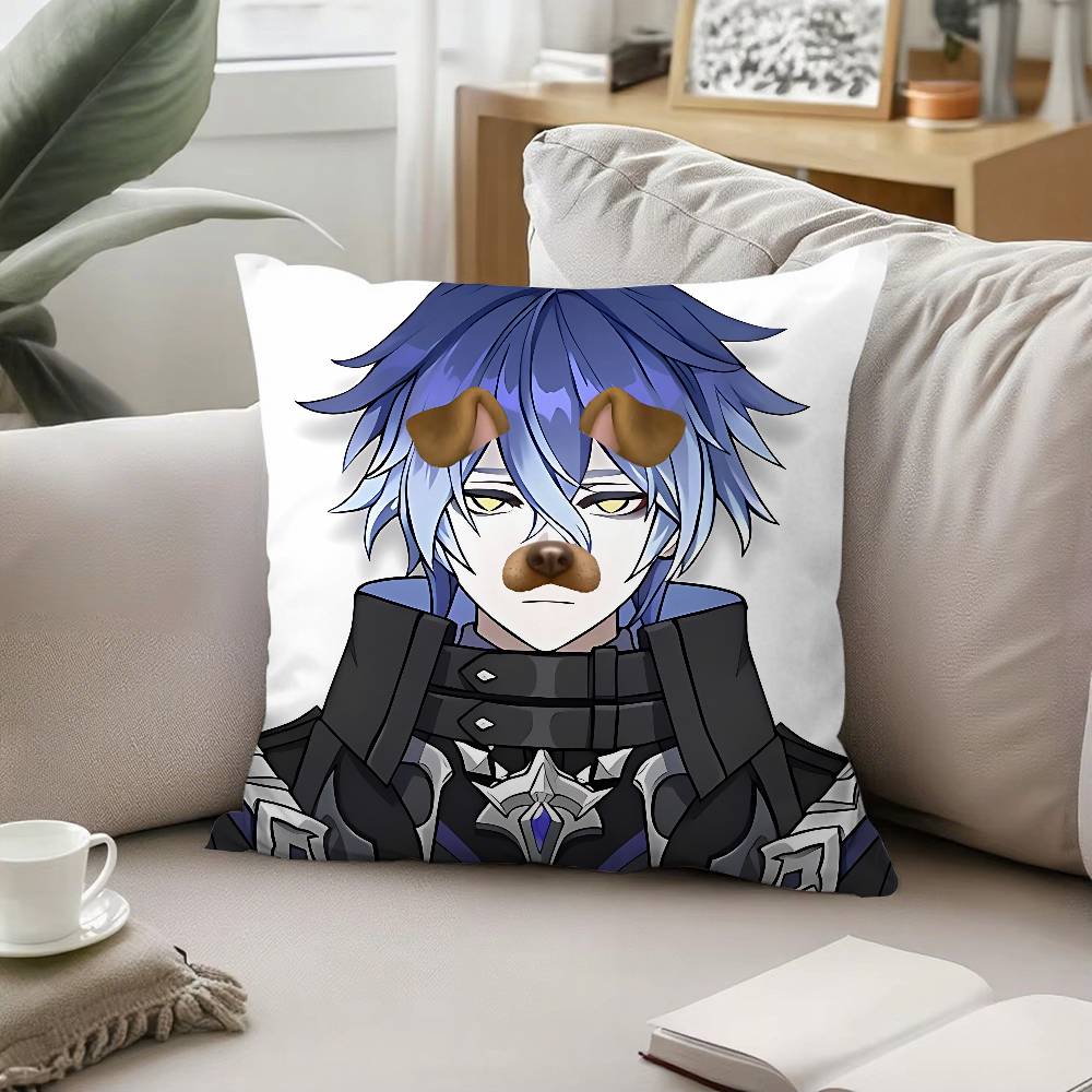 Cute Funny Genshin Impact Flins Throw Pillow Covers Pattern Cushion Cover Suitable For Sofa Bedroom Car Pillow Cover