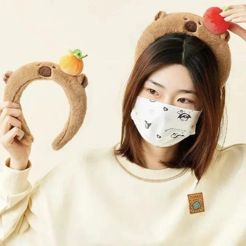 1-5PCS Capybara Headband for Women with Plush Top Cute Animal Hair Clip A Faux Fur Hair Accessory for Face Washing