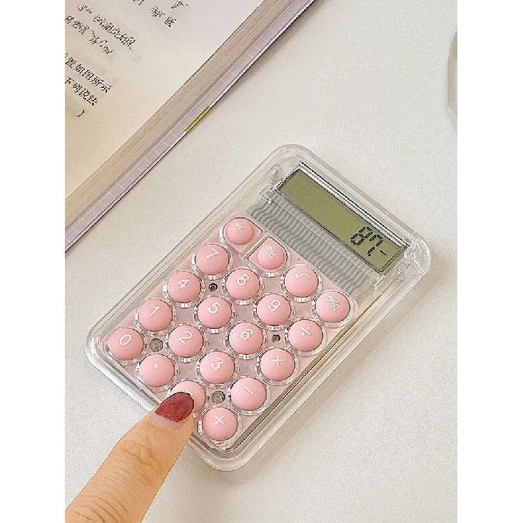 Mini Calculator 8-Digit LCD Display Transparent Portable Calculator for Students
