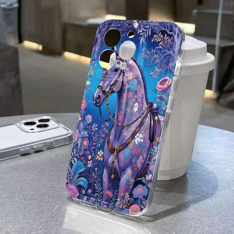 Golden Horse Phone Case For iPhone 17 AIR Pro Max 16E 15Plus 14 13 Mini 12 11 AIR XS XR XS
