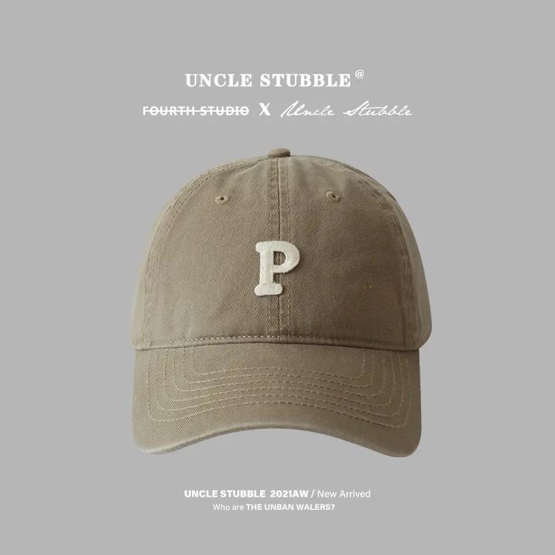 Letter P Embroidered hats Baseball Caps for Men and Woman's Adjustable Casual Cotton Sun Hats  Solid Color Visor Hats