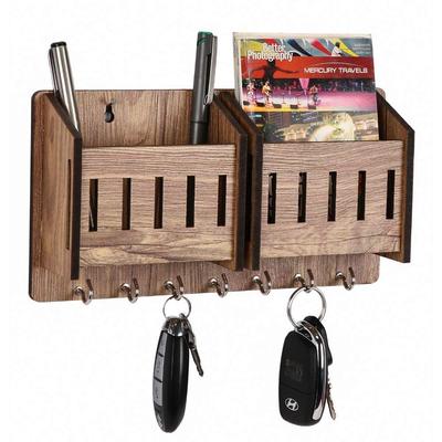 Llavero para el Hogar | Llavero de Madera para Pared | Soporte para Llaves | Colgador de Llaves | Llaveros para Pared (7 Ganchos, MDF Beige)