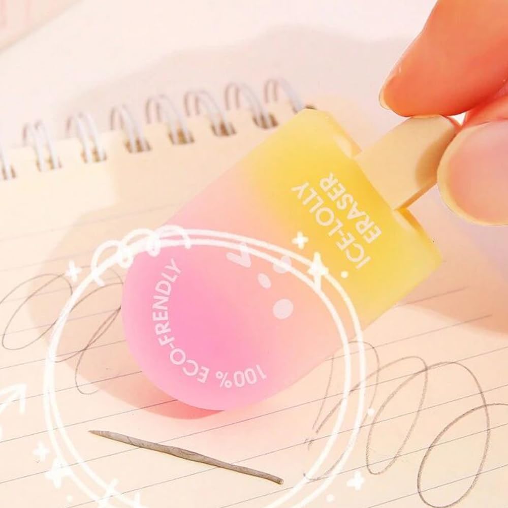 RSINC Eco Ice Lolly Erasers – Fun for Kids, Friendly for Earth | Kids' Favorite! 1 Ice Lolly Erasers by RSINC | Fun, Cute, and Planet Friendly (3 pcs)