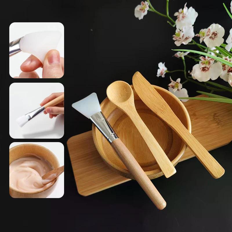 1Set Kit Women Lady Diy Facial Mask Face Bamboo Bowl Mixing Stick Spoon Spatula Cosmetic Beauty Tool Skin Care