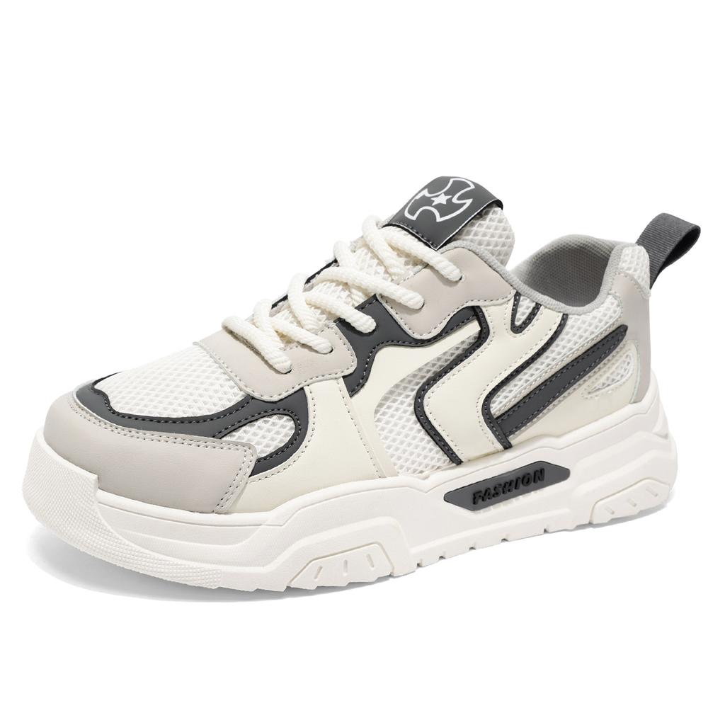 Autumn men's shoes new breathable mesh white shoes trendy versatile platform sports shoes casual board shoes daddy trendy shoes