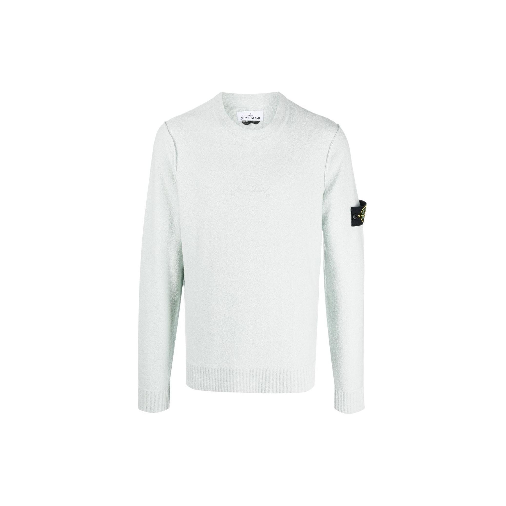 

Stone Island Fw22 Solid Color Logo Knit Crew Neck Pullover Sweater Men sweater Pink Wax-Blue 7715570QA-V0061 XL