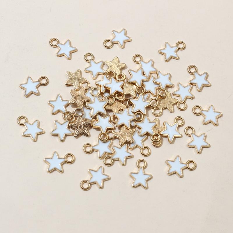 100pcs 6x8mm Enamel Small Stars Charms Pendant 9-colors Zinc Alloy Metal DIY Jewelry Making Accessories for Bracelet Necklace