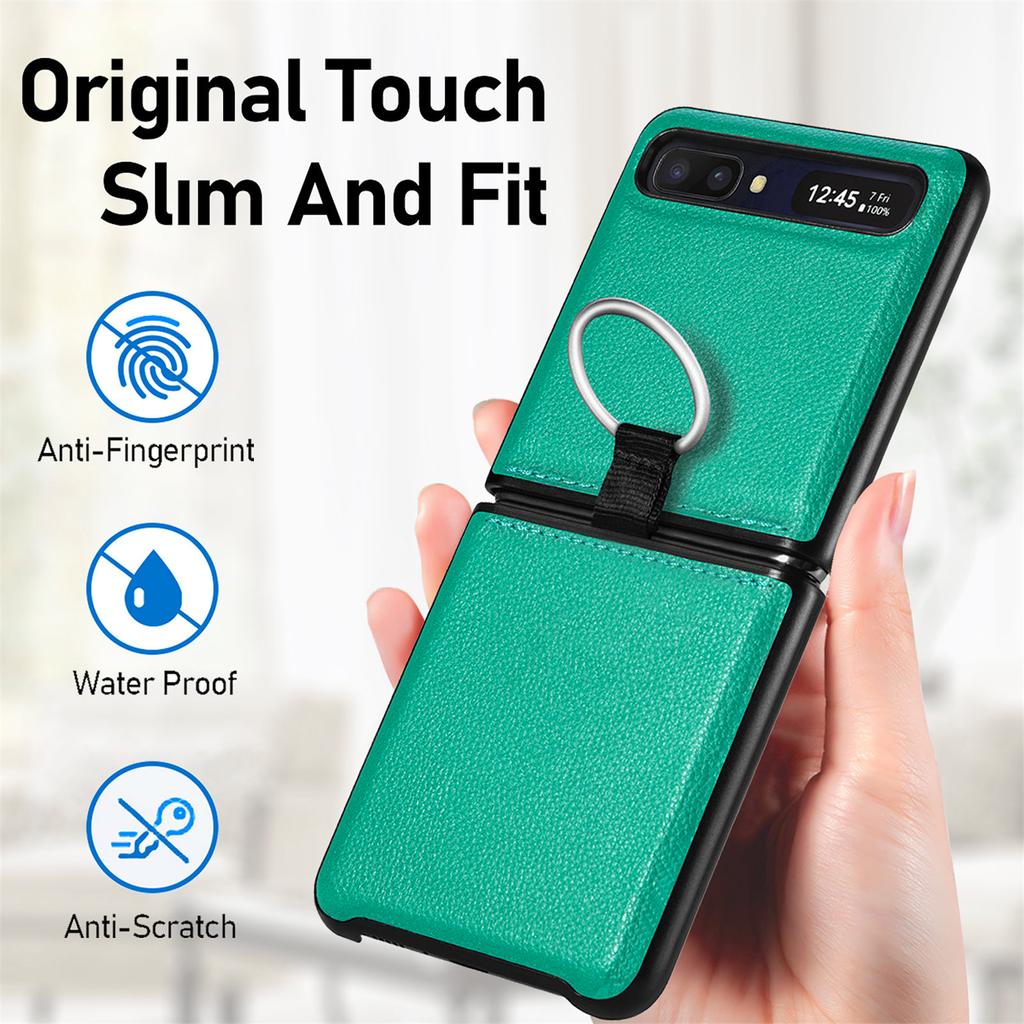 Drop Protection Finger Ring Leather Case For Samsung Galaxy Z Flip 3 Flip4 Flip 4 Flip3 5g Matte Cover For Samsung Z Flip3 Cases
