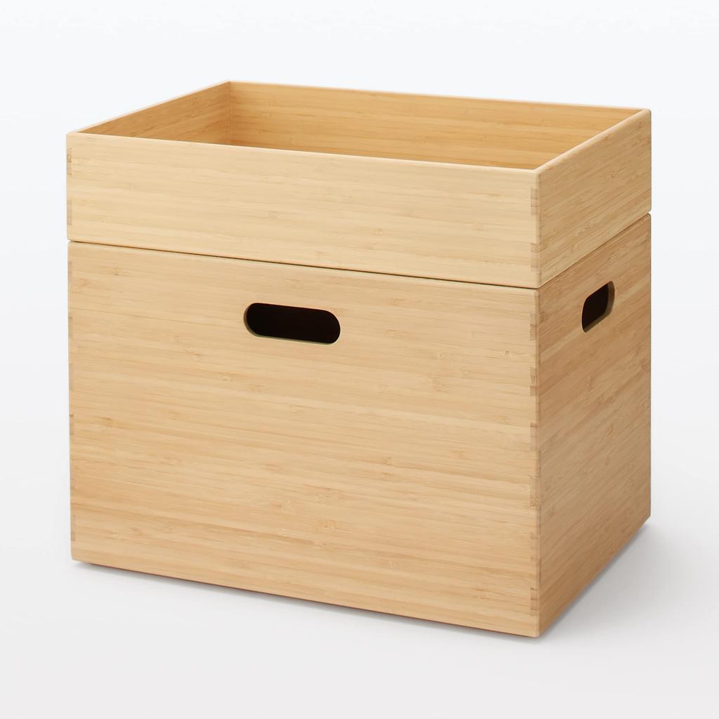 MUJI Overlapping Bamboo Rectangular Box Storage Supplies Large Width 37 X Depth 26 X Height 12047292 24.5cm