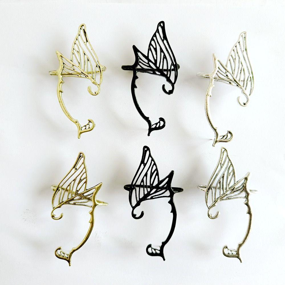 Korean Style Single Side Earrings Antique Gold Color Ear Cuff Retro Elf Ear Clip  Halloween