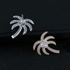 Men's Personalized Coconut Tree Brooch: High-End Zirconia Lapel Pin & Anti-Exposure Button for Women's Shirts