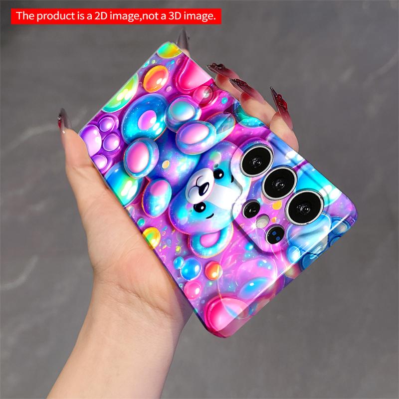 2DFlat Samsung phone case Rainbow Bear in Bubble World Applicable to Galaxy S23 S24 S25ULTRA S26 A12 A14 A15 A16 A54 A55