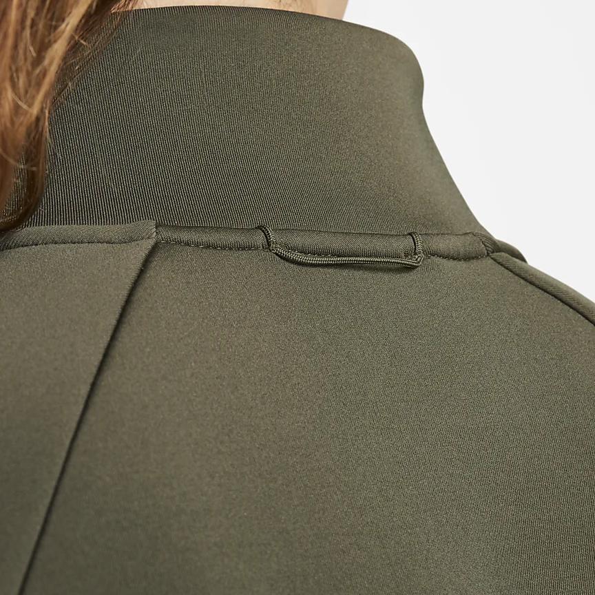 Nike Dri-Fit Solid Color Stand Collar Half-Zip Quick-Drying Casual Crop Sweatshirt Women Tops Khaki-Green FB5231-325