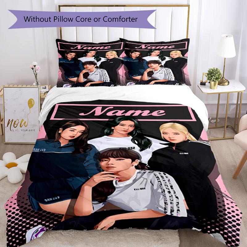 3PC Custom Name "Name Group Fashion" Bedding Set Printed  Bedding Set Duvet Cover Closure Includes 1 Duvet Cover & 312 Pillowcases for Bedroom