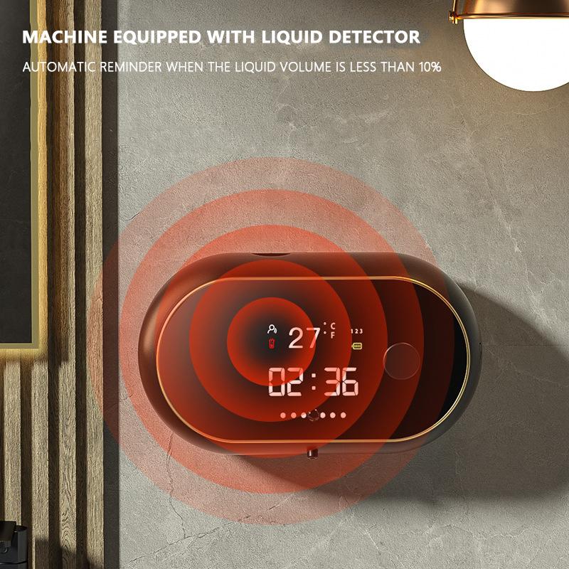 1 st Väggmonterad Automatisk Tvåldispenser Stor Kapacitet Beröringsfri Uppladdningsbar Sensor Tvåldispenser med LED-skärm, Smart Ele