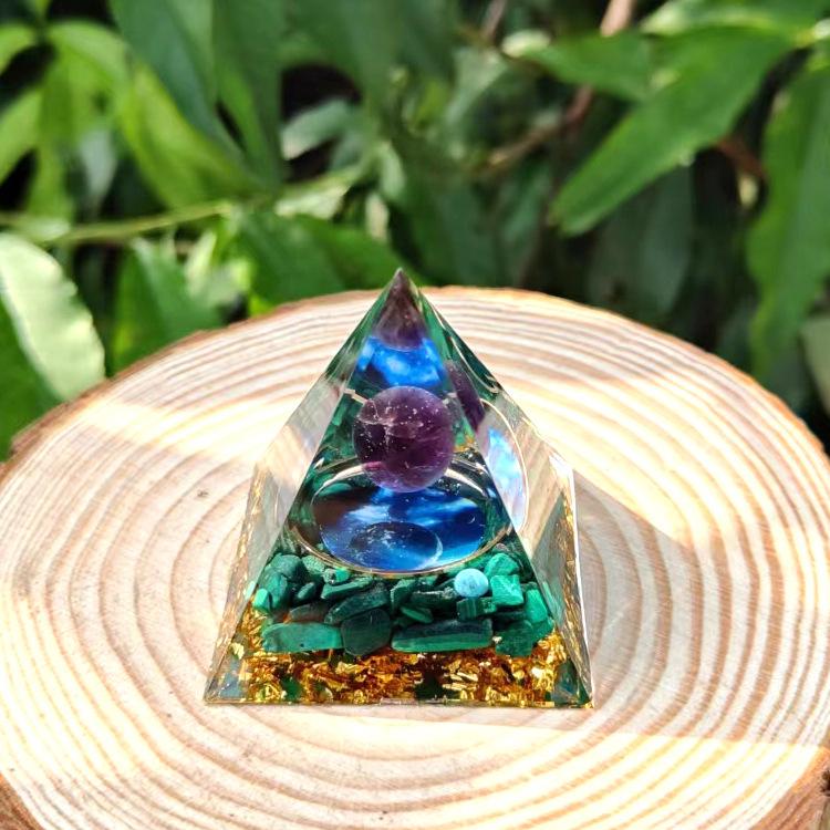 Energy Pyramid Reiki Natural Amethyst Ball Healing Crystals Chakra Tool Ornaments Resin Stones Craft Kids Gift Pyramid