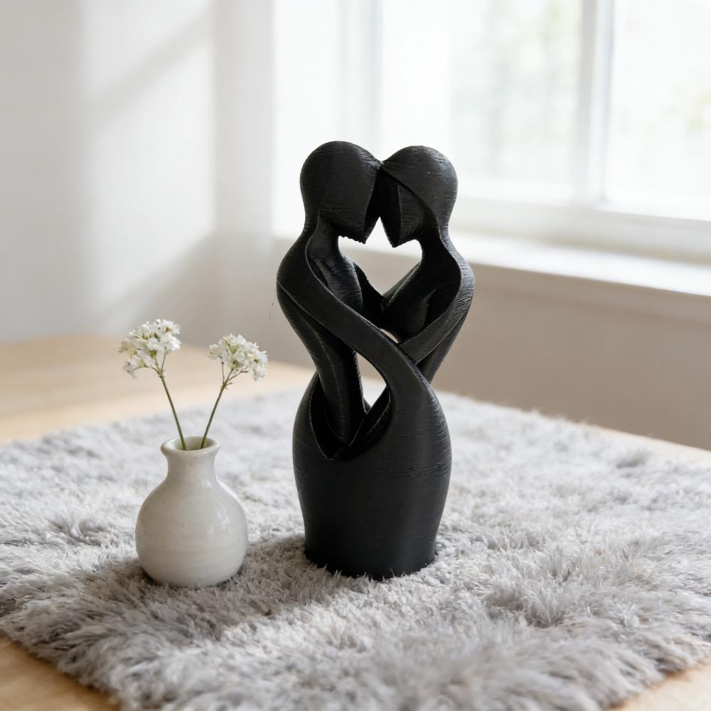 Modern Minimalist Sculptures of Lovers Embracing Each Other, Sculptures of Intertwined Lovers, Valentine's Day Home Decorations