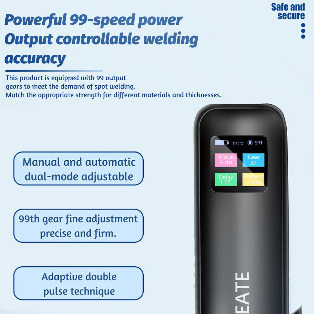 Handlicher Punktschweißgerät 99/11 Gänge Einstellbar Automatische Manuelle Modi Akku-Punktschweißgerät zum Schweißen von 18650 Batterien