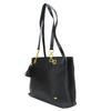 Used BALLY Tote Bag quilting leather black Chain