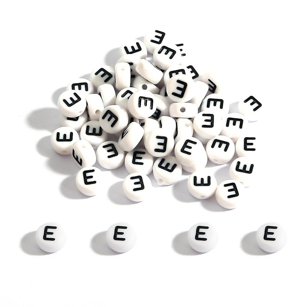 100Pcs Acrylic Letter Round Flat Beads DIY Jewelry Making Accessories