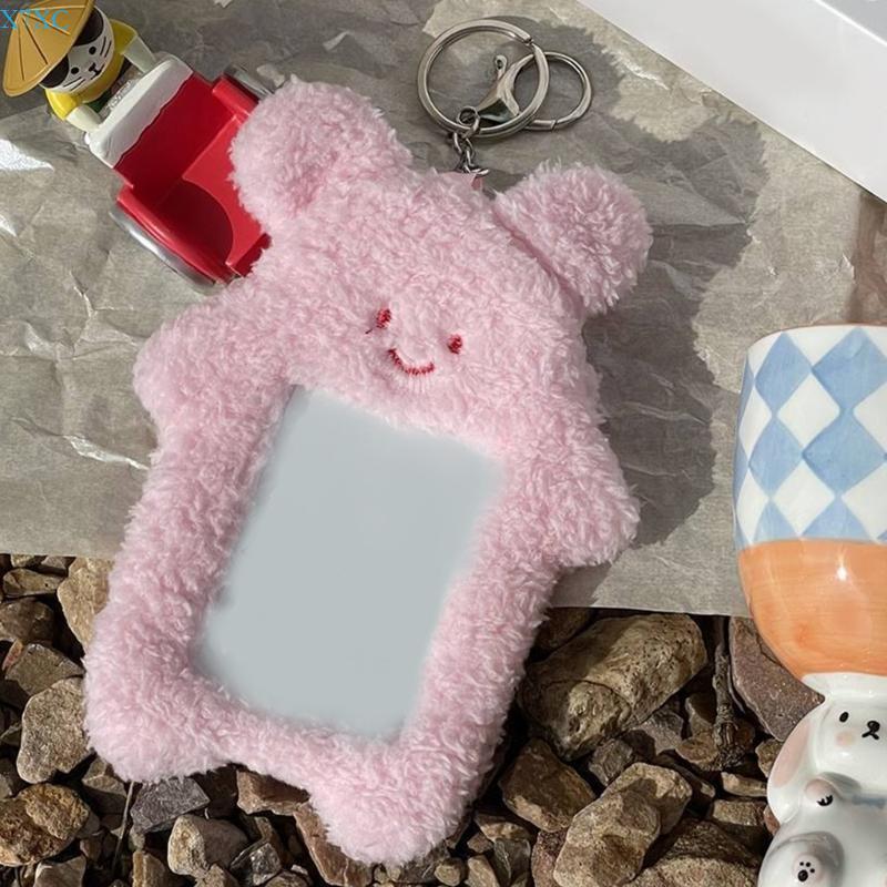 X7XC Cartoon Bear Card Cover Rabbit Credit Card Case Protective Sleeve with Keychains