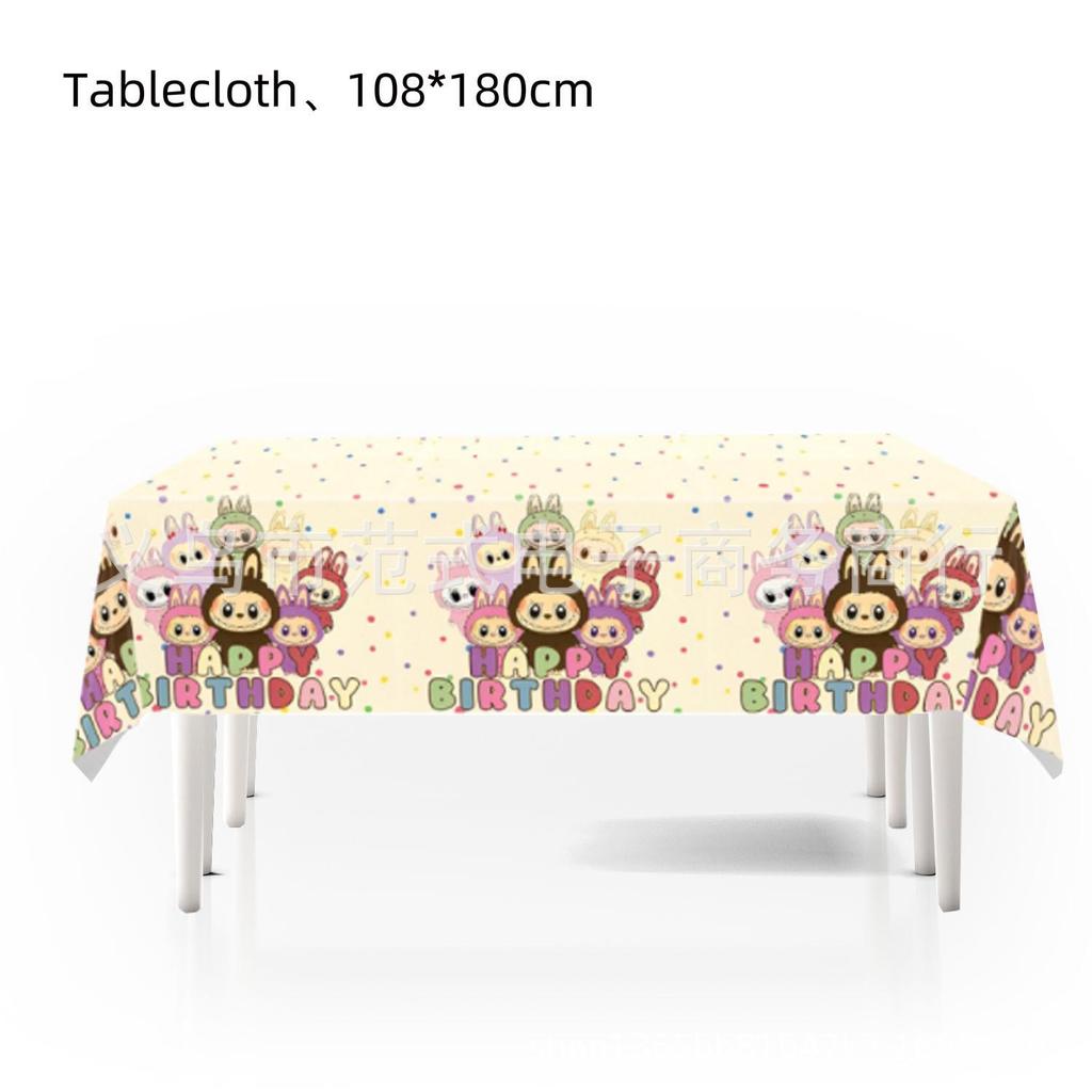 Labubu Narozeninová párty Jednorázový jídelní set - Talíře, Ubrousky, Kelímky, Ubrus, Banner