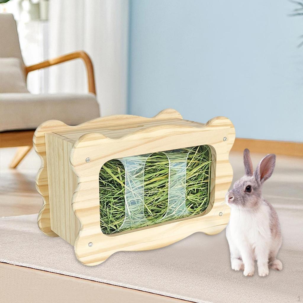 Hay Feeder Hamster Wooden Dispenser Alfalfa Rack Small Animal for Chinchilla