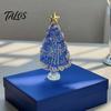 Sparkling Glass Figurine Hand Blown Christmas Tree with Golen Star, Ornament Mini Xmas Ornament, Handmade Desktop Holiday Decoration Small Decor