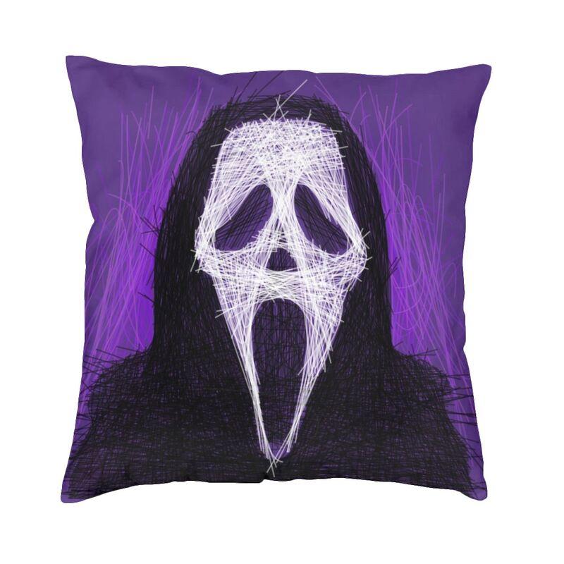 Scream Ghostface Dekokissenbezug, Schlafzimmerdekoration, Halloween-Horrorfilm-Kissen für Sofa, quadratischer Kissenbezug Dakimakura
