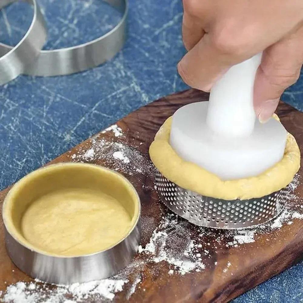 5-10cm Round Stainless Steel Tart Ring Heat-Resistant Perforated Molds DIY Fruit Pie Tartlet Doughnut Mold Kitchen Cake Tools