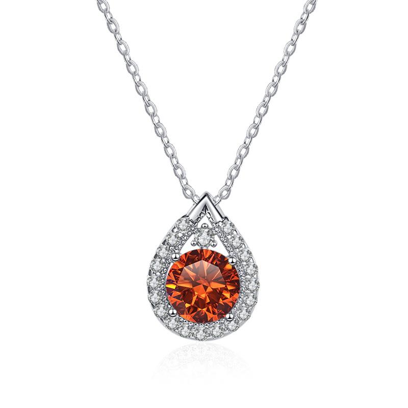 Bague Ringen S925 Sterling Silber Halskette Moissanit Schmuck für Frauen Wassertropfenförmiger Anhänger mit acht Herzen und acht Pfeilen