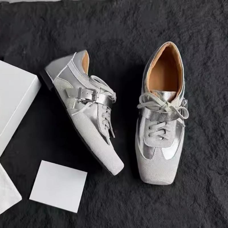 British Leather Women's Shoes Inner Height Increase 3cm Retro Square Head Belt Buckle Single Shoes Designer