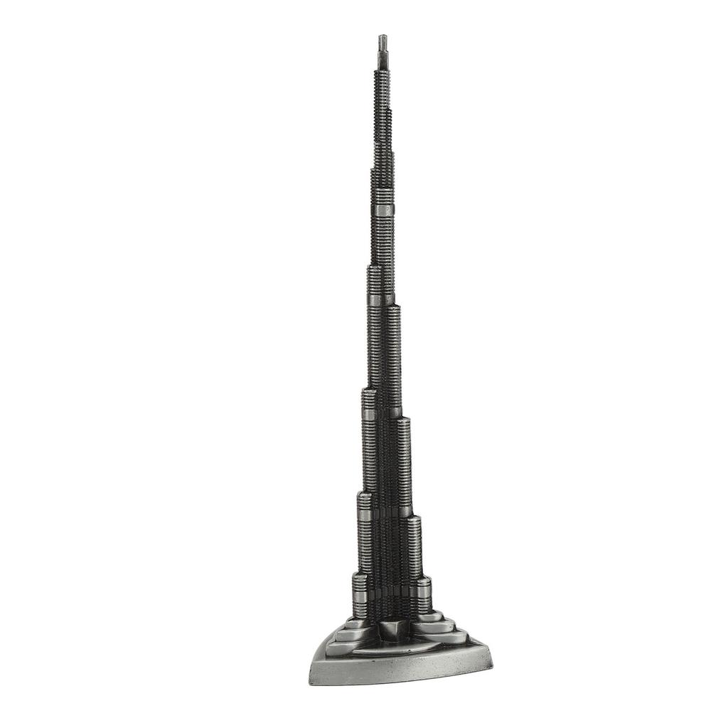 Burj Khalifa Tower Model Gray Alloy Miniature Dubai Tower Ornament Dubai Landmark Building Model