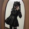 Japán fekete rövid szoknya szett gótikus fodros mini szoknyák szexi csipkés vállon Lolita ing ruha Y2k esztétikus öltöny