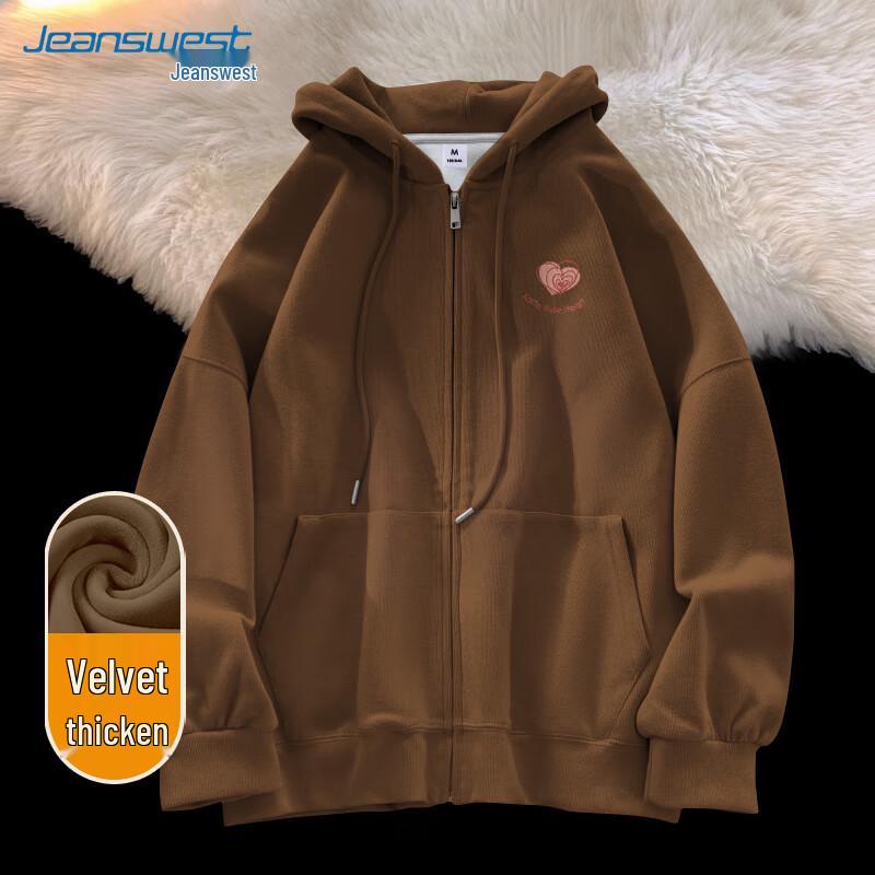 JEANSWEST 2025 Women's Fleece-Lined Zip-Up Hoodie