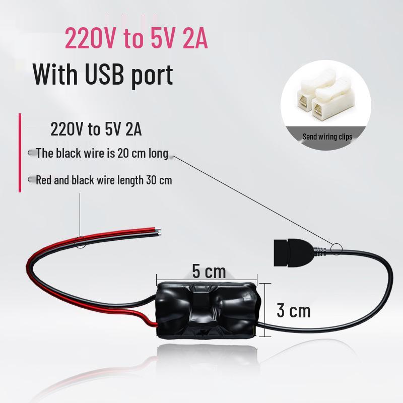 4K Wireless Camera 220V to 5V DC Step-Down Converter, USB Voltage 1A Power Supply