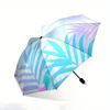 Folding Umbrella The umbrella features pastel-colored tropical leaves and flowers against a light background. Fits Travel, Bac