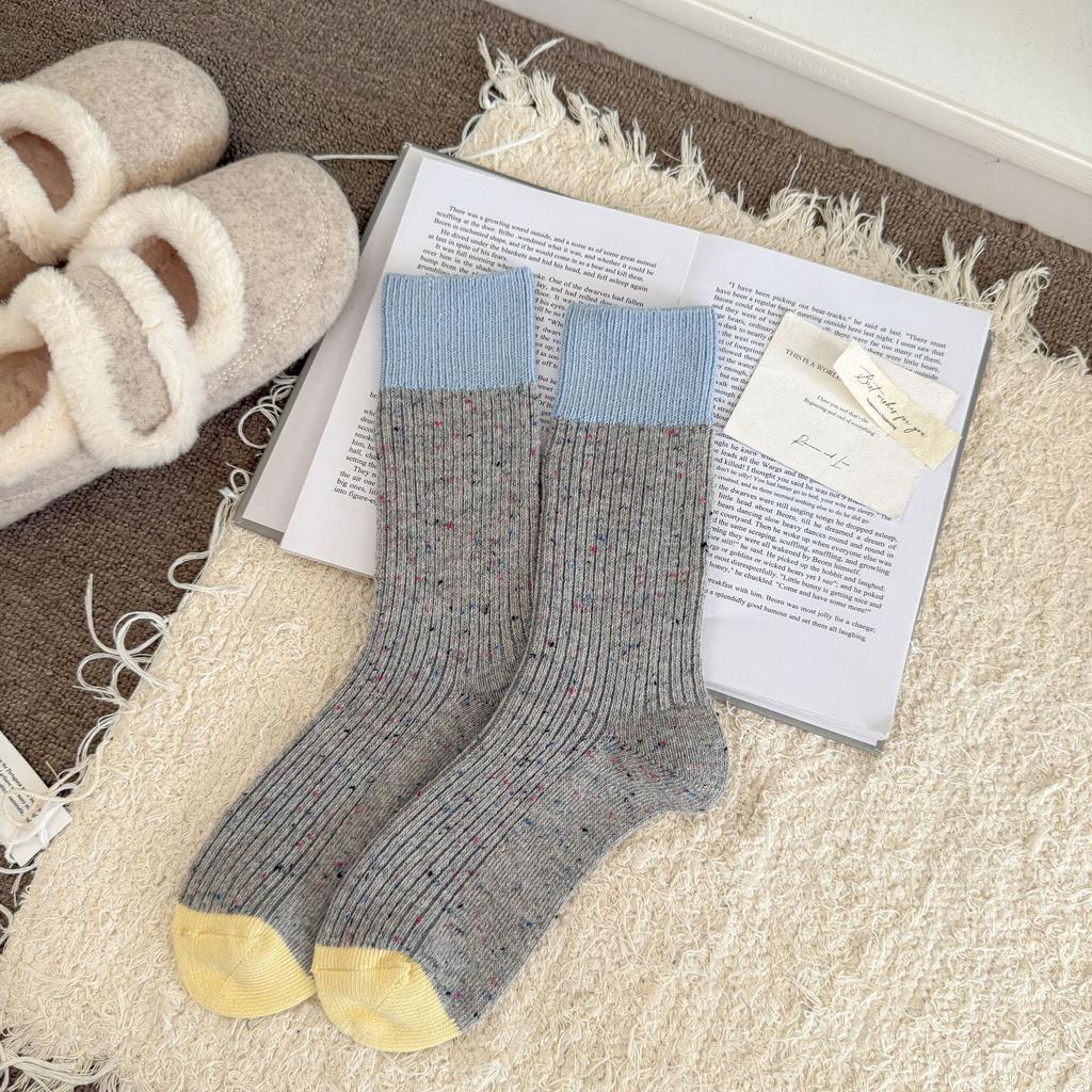 Women's Autumn and Winter Thickened Warm Bump Color Yarn Wool Drum Pile Socks