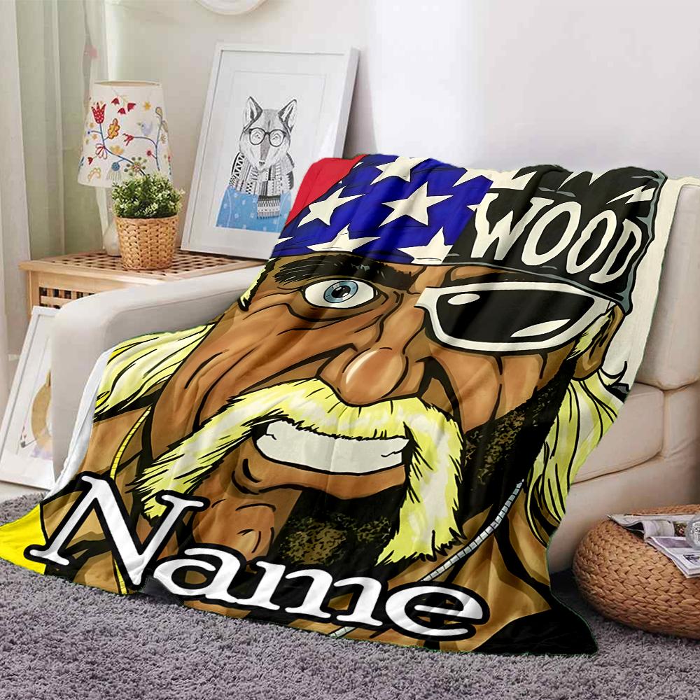 Customiz Name Personality Hulk Hogan  Blanket Soft &Warm Sofa Office Bed Travel Lunch Break Blanket, Gift Suitable All Seasons