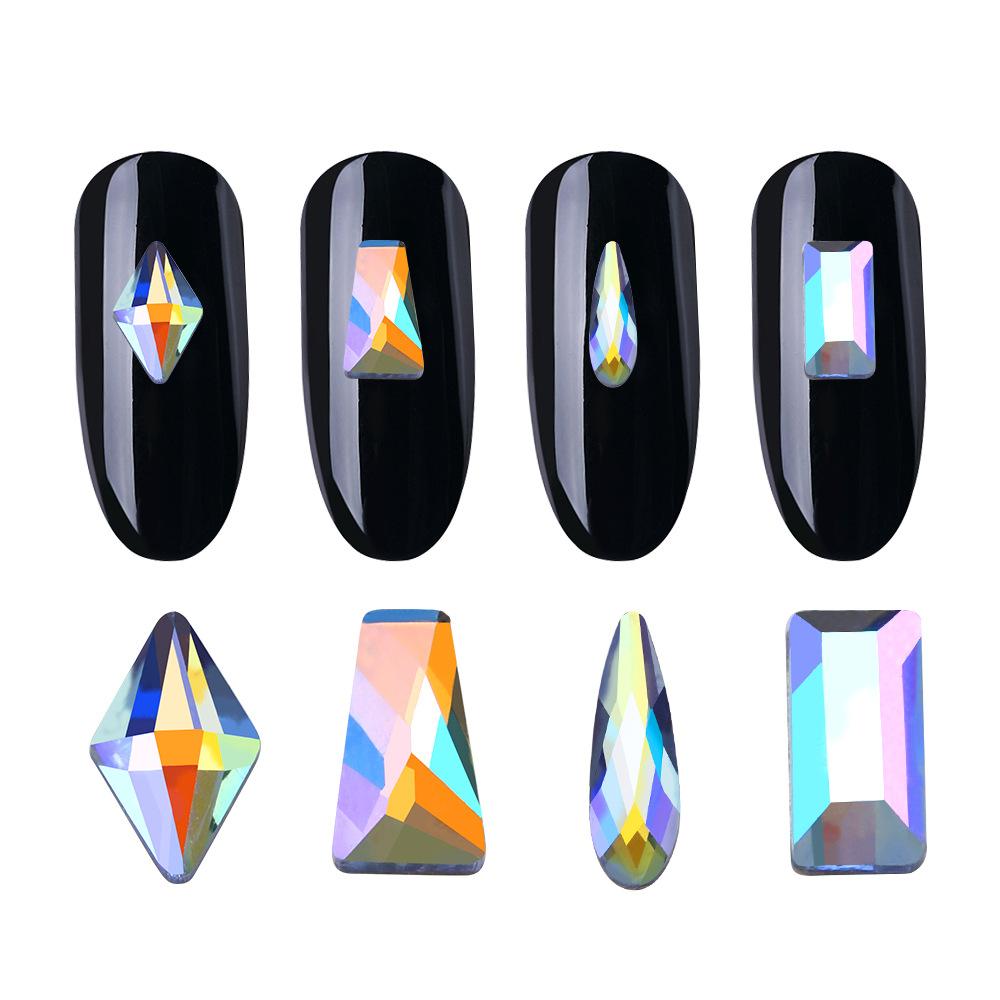 Blauer Sternenhimmel Symphonie Flachboden Speziell geformter Diamant Hellblau Ab Farbe Eiswürfel Wassertropfen Pfeil Diamant Goldener Boden Nagel Diamant