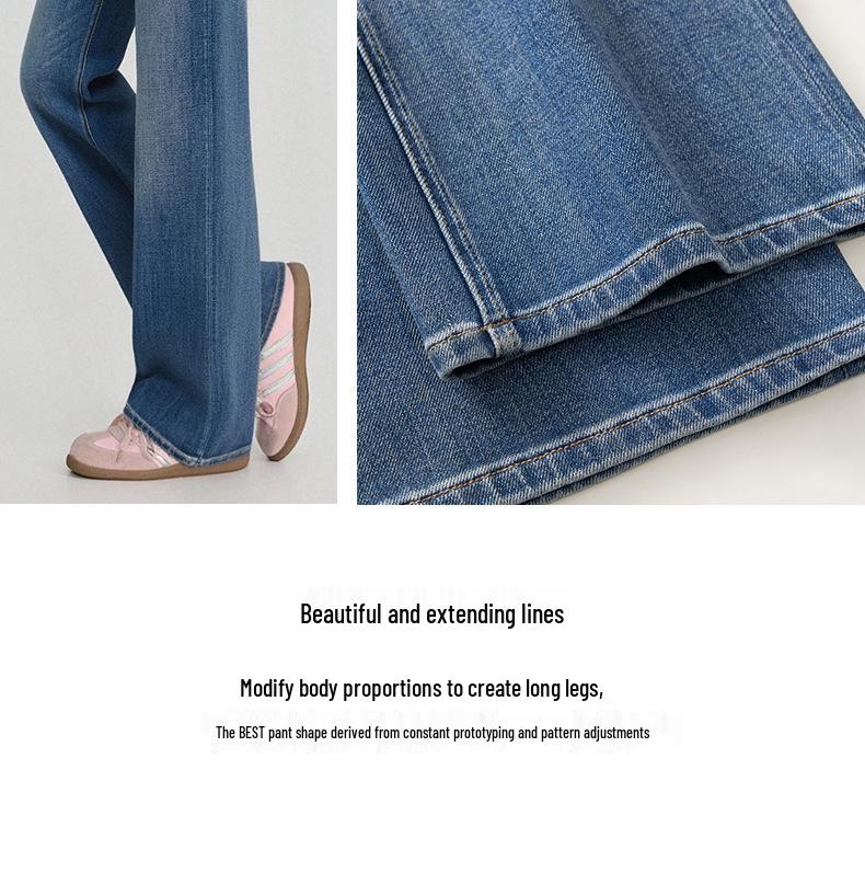 2026 Spring Women's Slimming Wide-Leg Jeans with Four-Way Stretch and Loose Texture
