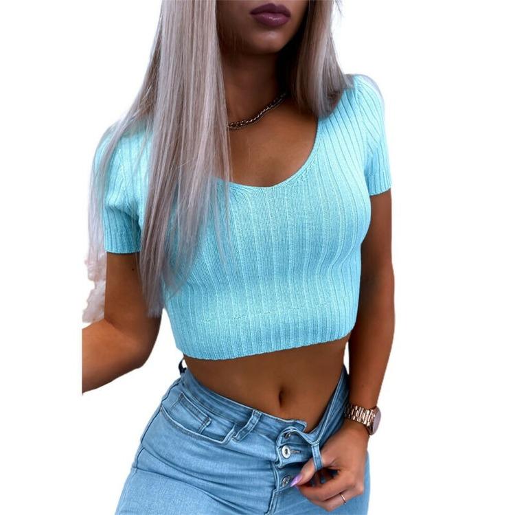 Buy Women Knitted Crop Top Summer Short 