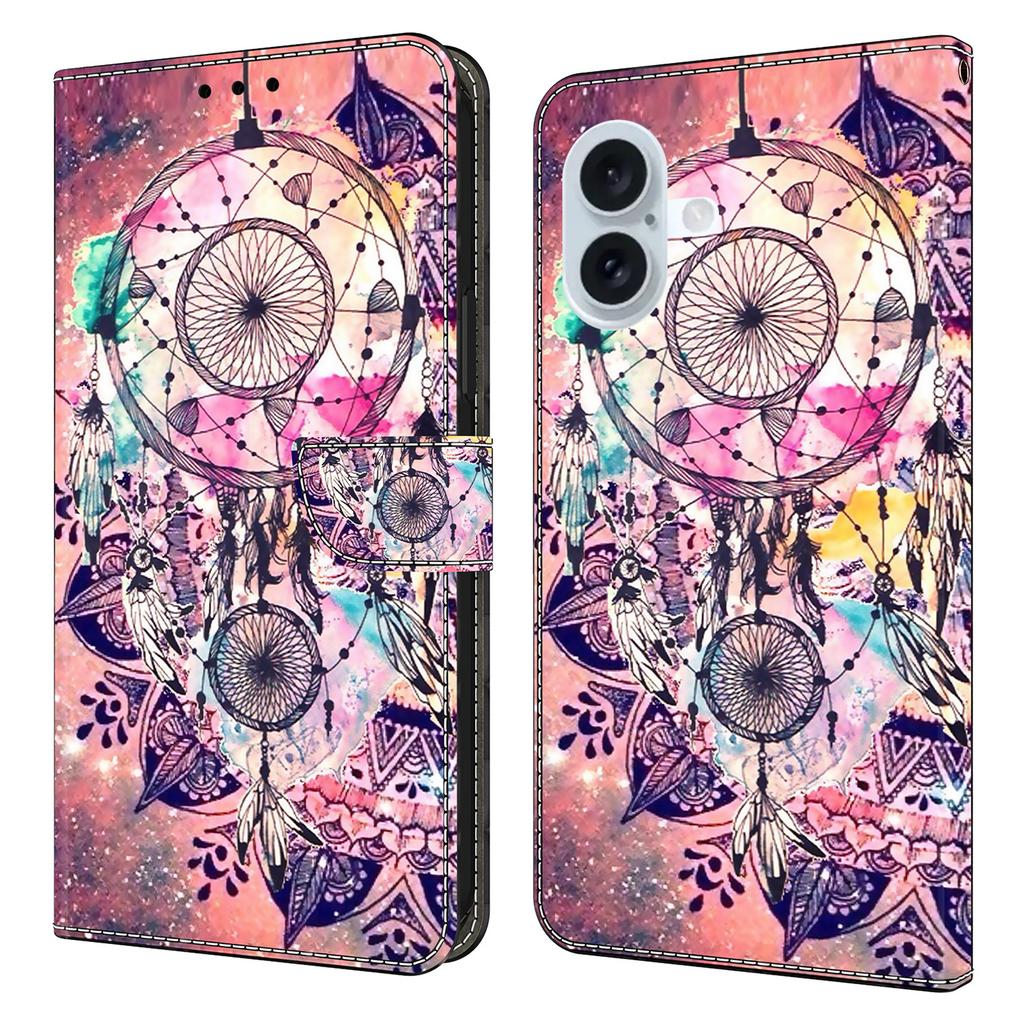 For iPhone 16 Wallet Case Pattern Printing Stand Leather Flip Phone Cover