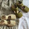 Niche Baotou Sandals Women's Summer New Velcro Mary Jane Single Shoes Hollow Beach Roman Shoes