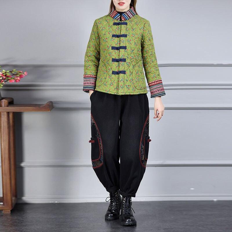 

Новая зимняя куртка и пальто с хлопковой подкладкой в ​​стиле ретро с цветочным принтом, теплые утепленные парки в народном стиле 5XL