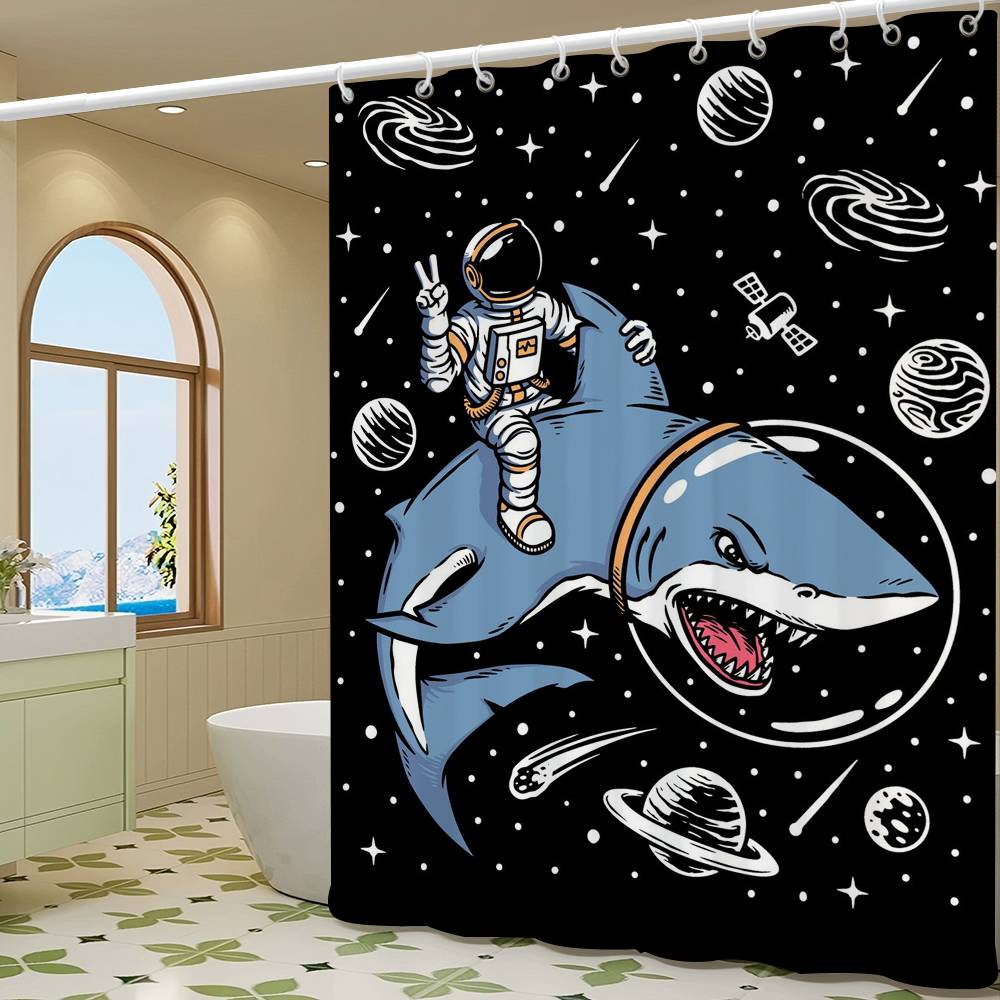 

Мультяшный Космонавт Простая Занавеска для Душа Занавеска для Душа в Ванной Легко Чистить и Мыть Полиэстер Водонепроницаемая Светонепроницаемая 90x180 cm