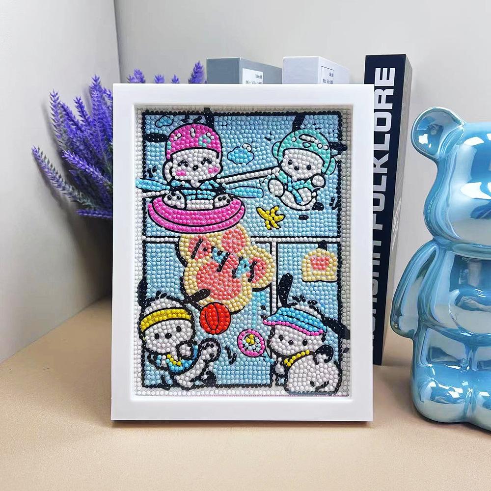 Cartoon Diamond Painting Children's Handmade Diy Diamond Stickers Bedroom Living Room Decorative Painting Masonry Painting with Photo Frame.