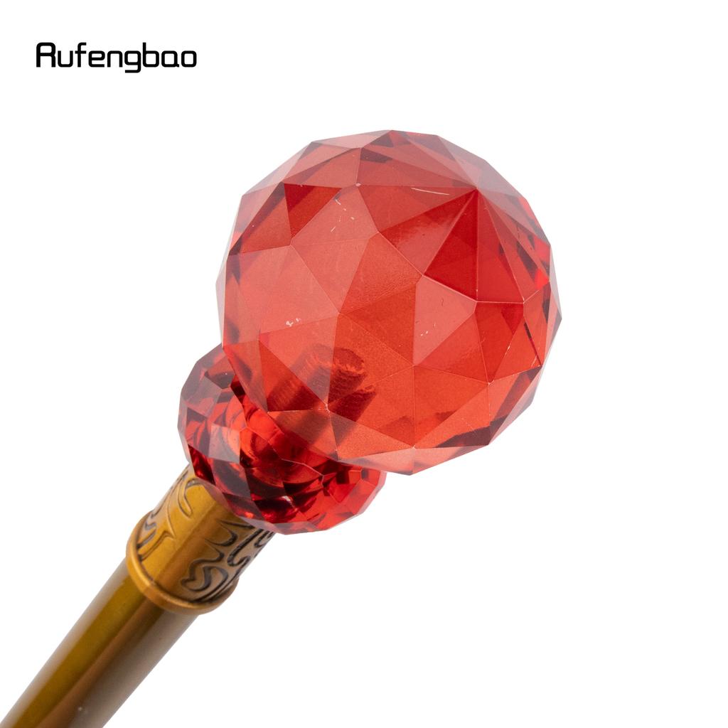 Red Glass Ball Walking Cane Fashion Decorative Luxury Stick Decorative Cane Elegant Fashion Cosplay Alloy Crosier Stick 92cm