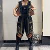 Fashion personality trendy cool women's clothing spring and autumn new denim hooded vest + elastic waist Harlan pants suit trendy