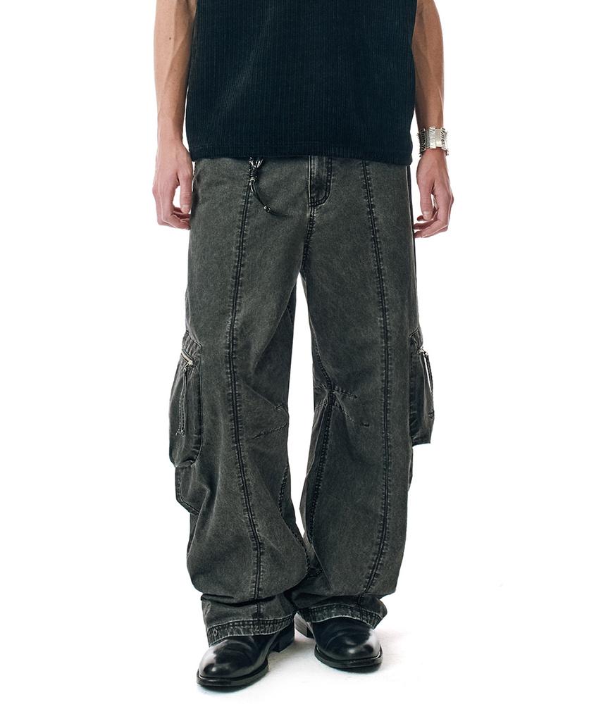 Sekeonmonollogeu Washed Wide Cargo Pants [Charcoal]_Sept082Charcoal